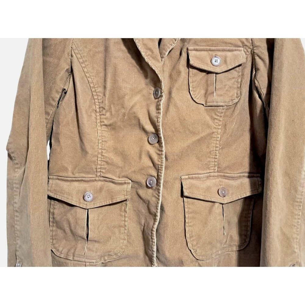 Y2K Lands End Corduroy Blazer Womens Size 12 Tan Jacket - Picture 6 of 13